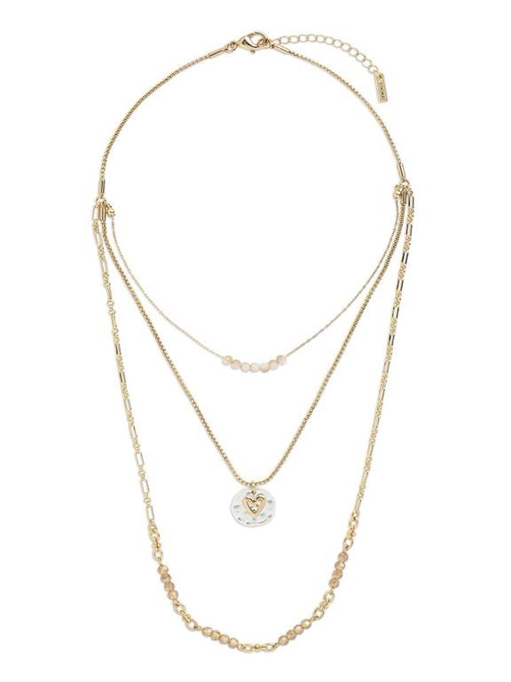 Demdaco Gold Necklace Set With Blush Beads And Heart Pendant “Your Journey”